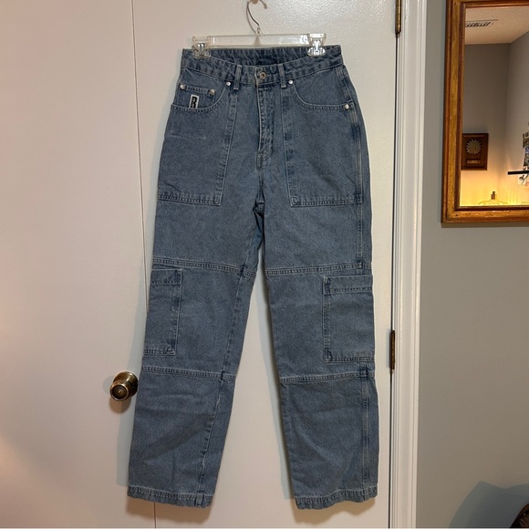 The Ragged Priest Denim - The Ragged Priest Light Blue Combat Carpenter Straight Jeans